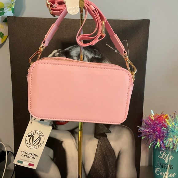 Valentino Orlandi Crossbody Double Zip Baby pink NWTS 4X7 inches - Picture 7 of 9